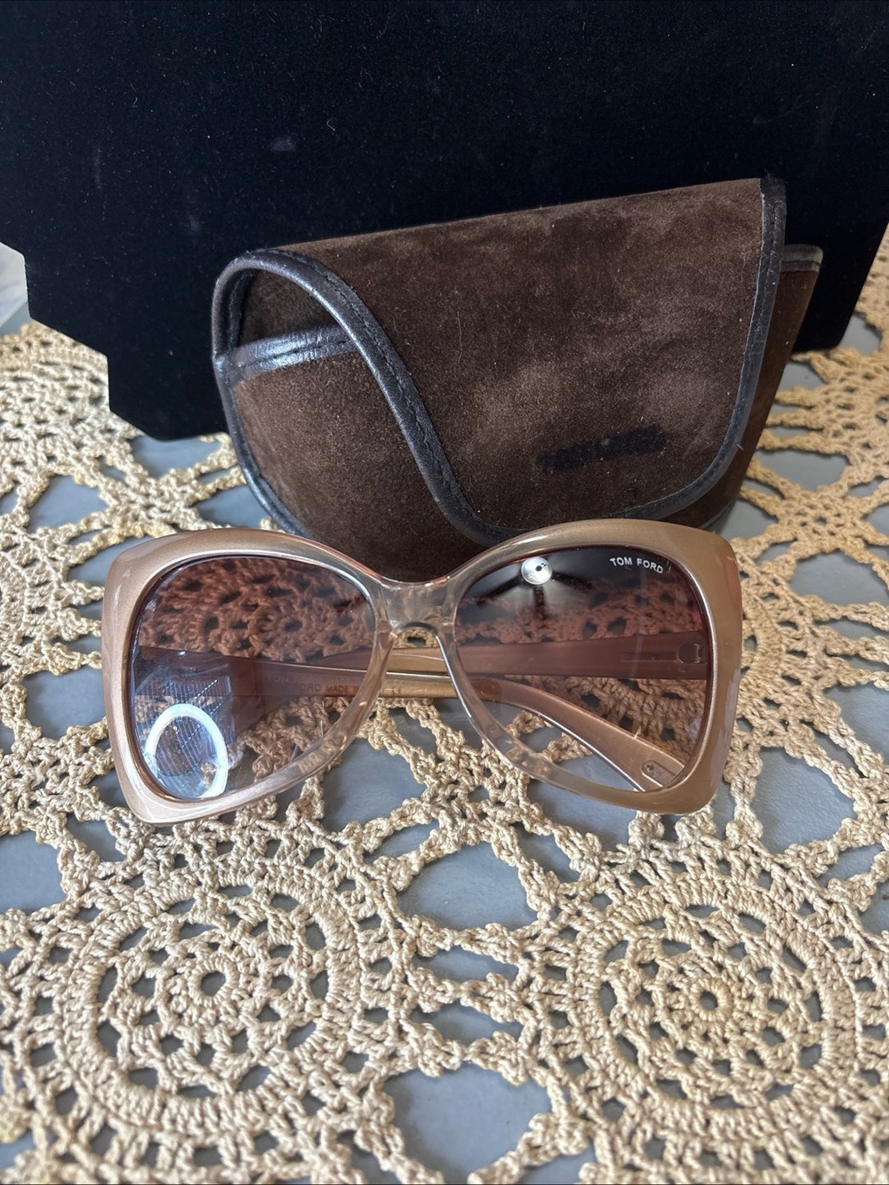 Tom Ford Beige Brown Gradient Women's Oversized Sunglasses